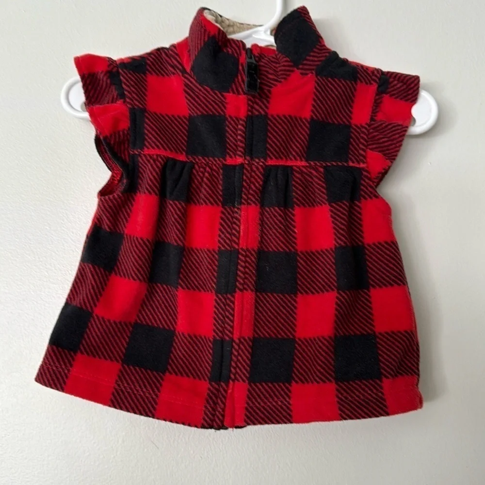 Plaid sleeveless zip up vest
